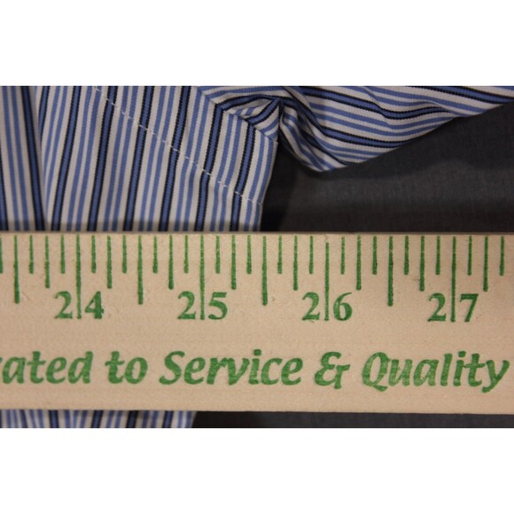 Polo Ralph Lauren Preppy Blue Striped Dress Shirt Cotton 18 -46 - Picture 5 of 10
